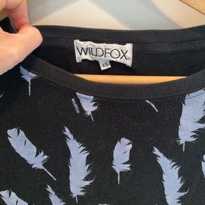 Wildfox Black Sweatshirt Feather Print Size XS
